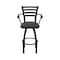 Holland Bar Stool Co Jackie with Arms 25 in. Swivel Counter Stool with Black Wrinkle Finish and Canter Iron Seat 415 - alternate 6